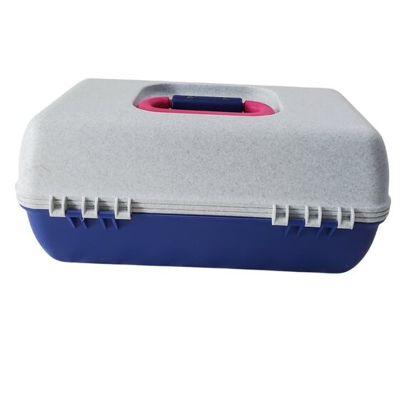 Vintage 1990 Caboodles 3 Tier Makeup Carrier By Plano Blue/Gray/Pink Made USA - Picture 4 of 12